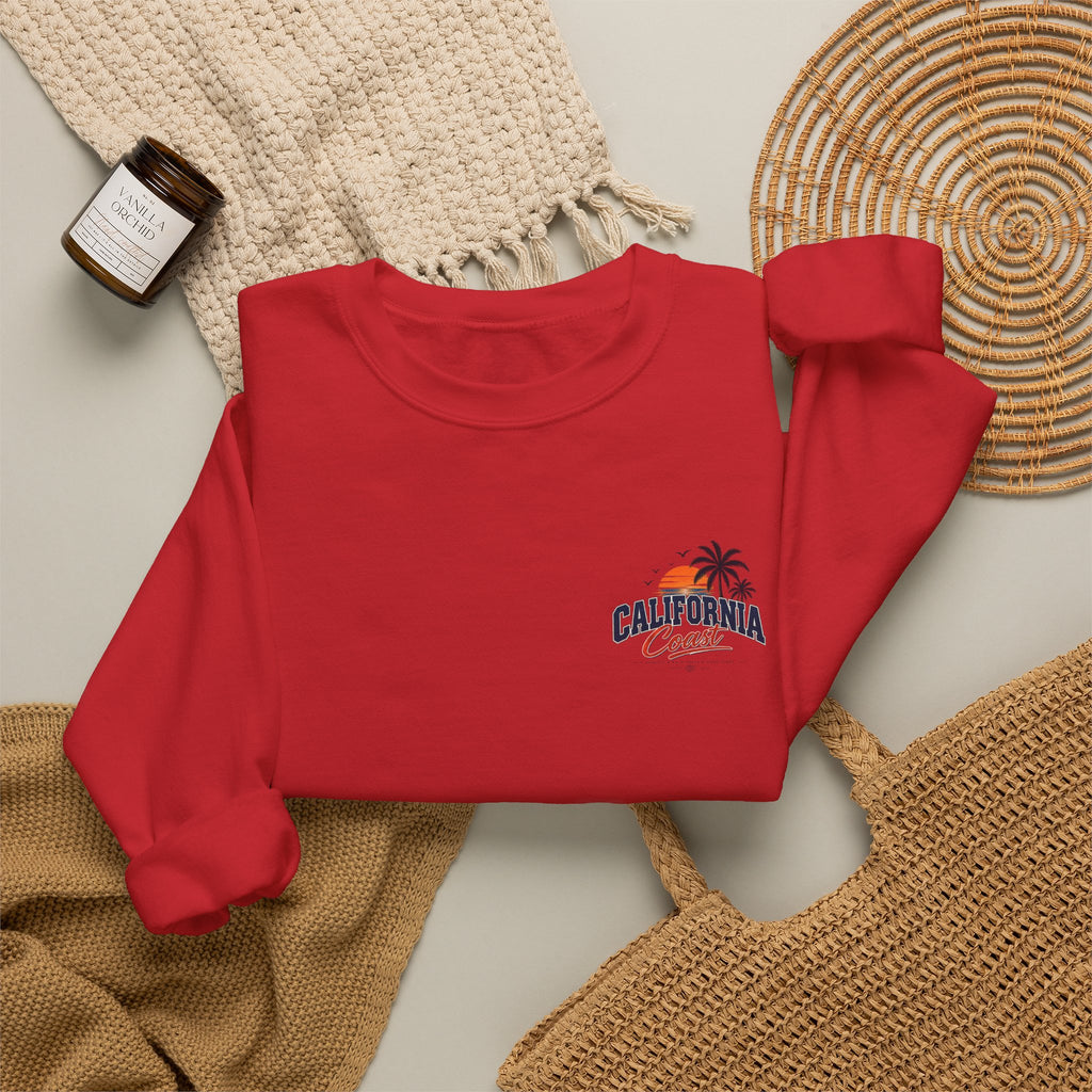 California Coast Crewneck Sweatshirt — Retro Palm Tree Graphic