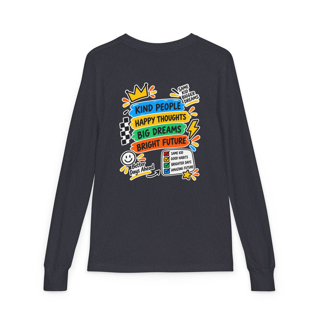 Good Vibes Always Youth Long Sleeve Tee — Positive Message Kids Shirt
