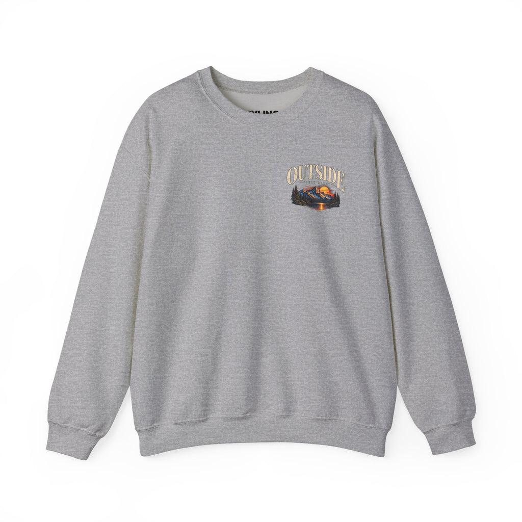 Outside Scenic Crewneck — Mountain Sunset Nature Graphic