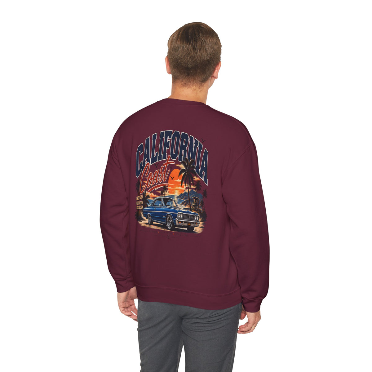 California Coast Crewneck Sweatshirt — Retro Palm Tree Graphic