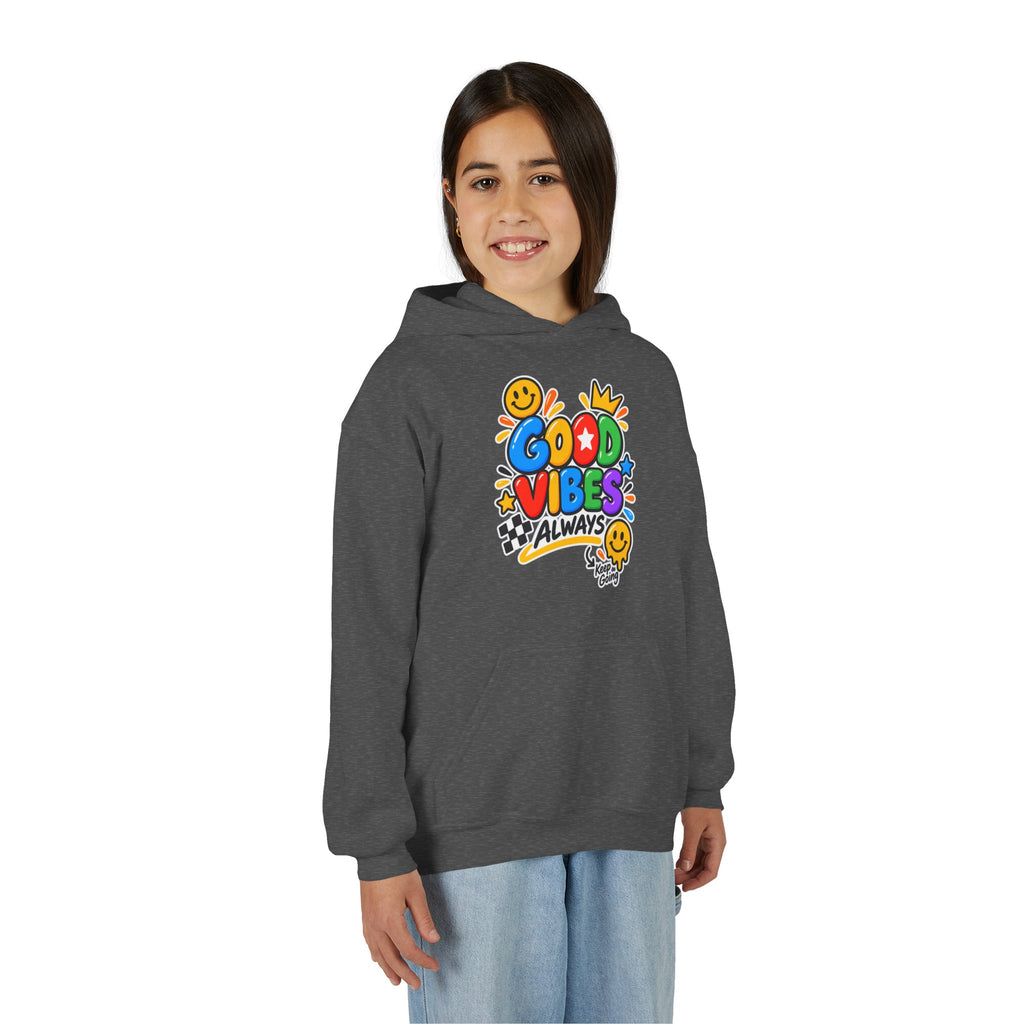 Youth Hoodie - "Good Vibes Always" Colorful Positive Graphic