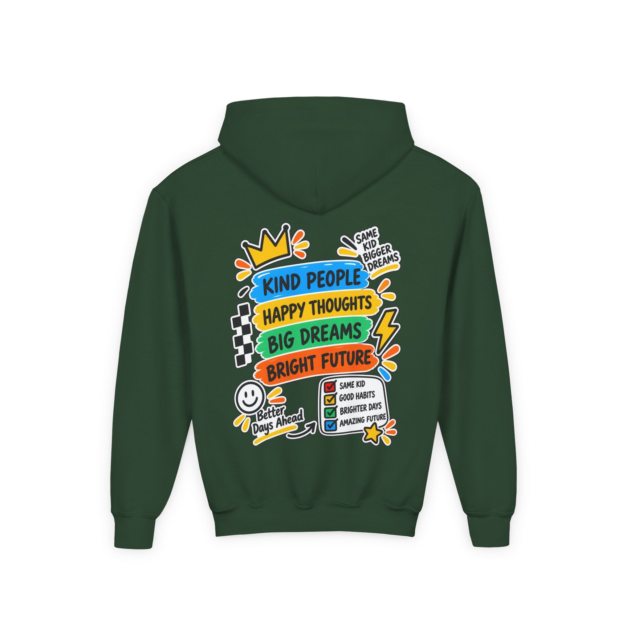 Youth Hoodie - "Good Vibes Always" Colorful Positive Graphic
