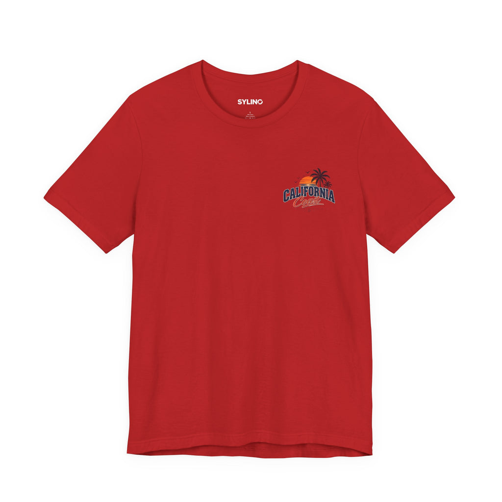 California Coast Pocket Tee — Retro Palm Surf Graphic
