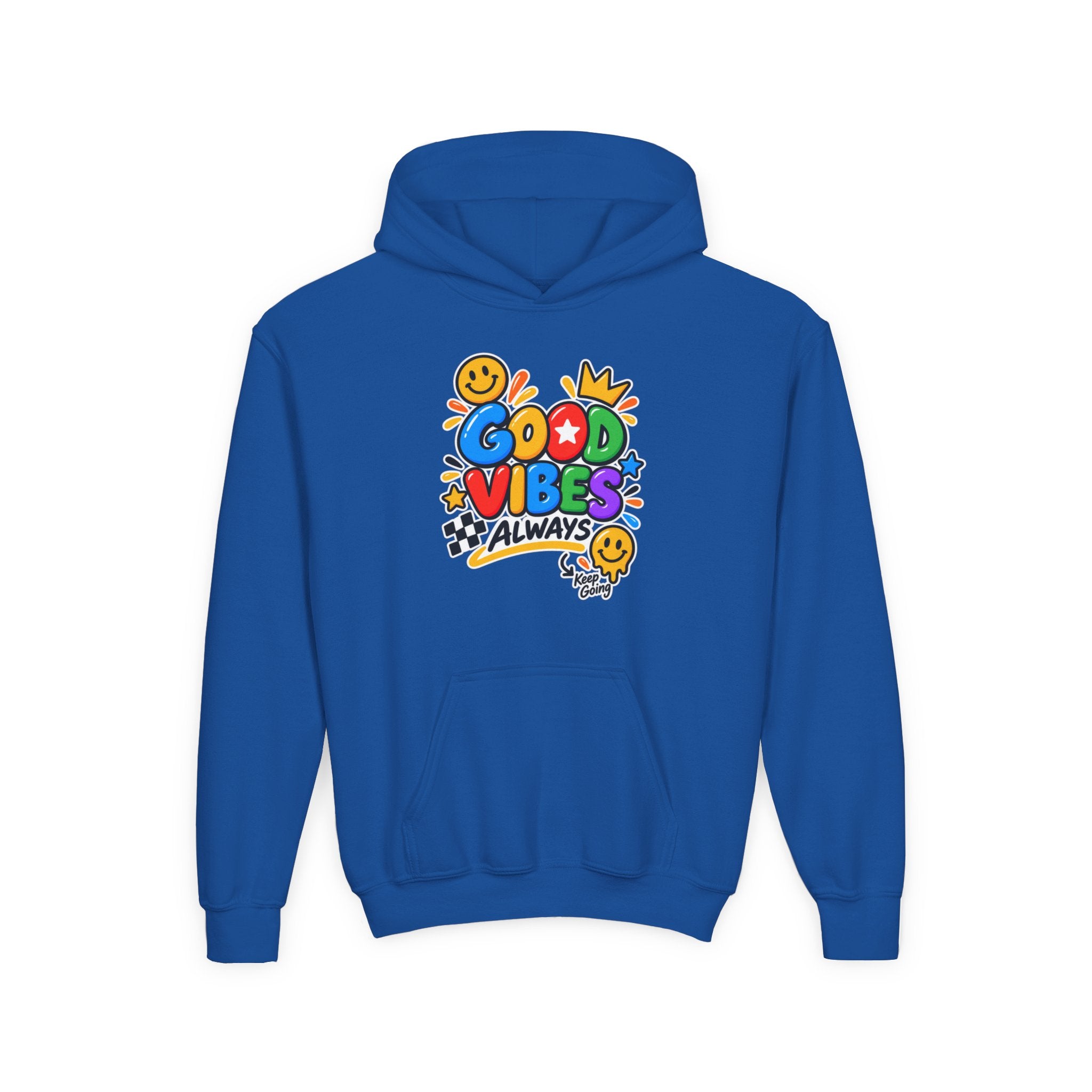 Youth Hoodie - "Good Vibes Always" Colorful Positive Graphic
