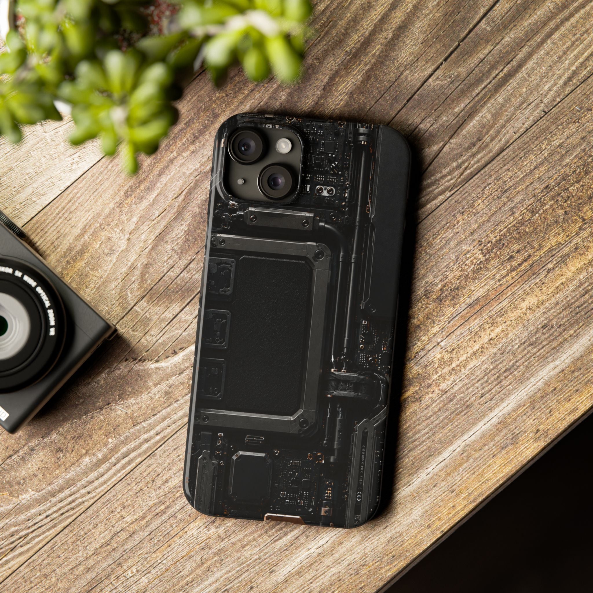 Slim Phone Case — Black Circuit Tech Design