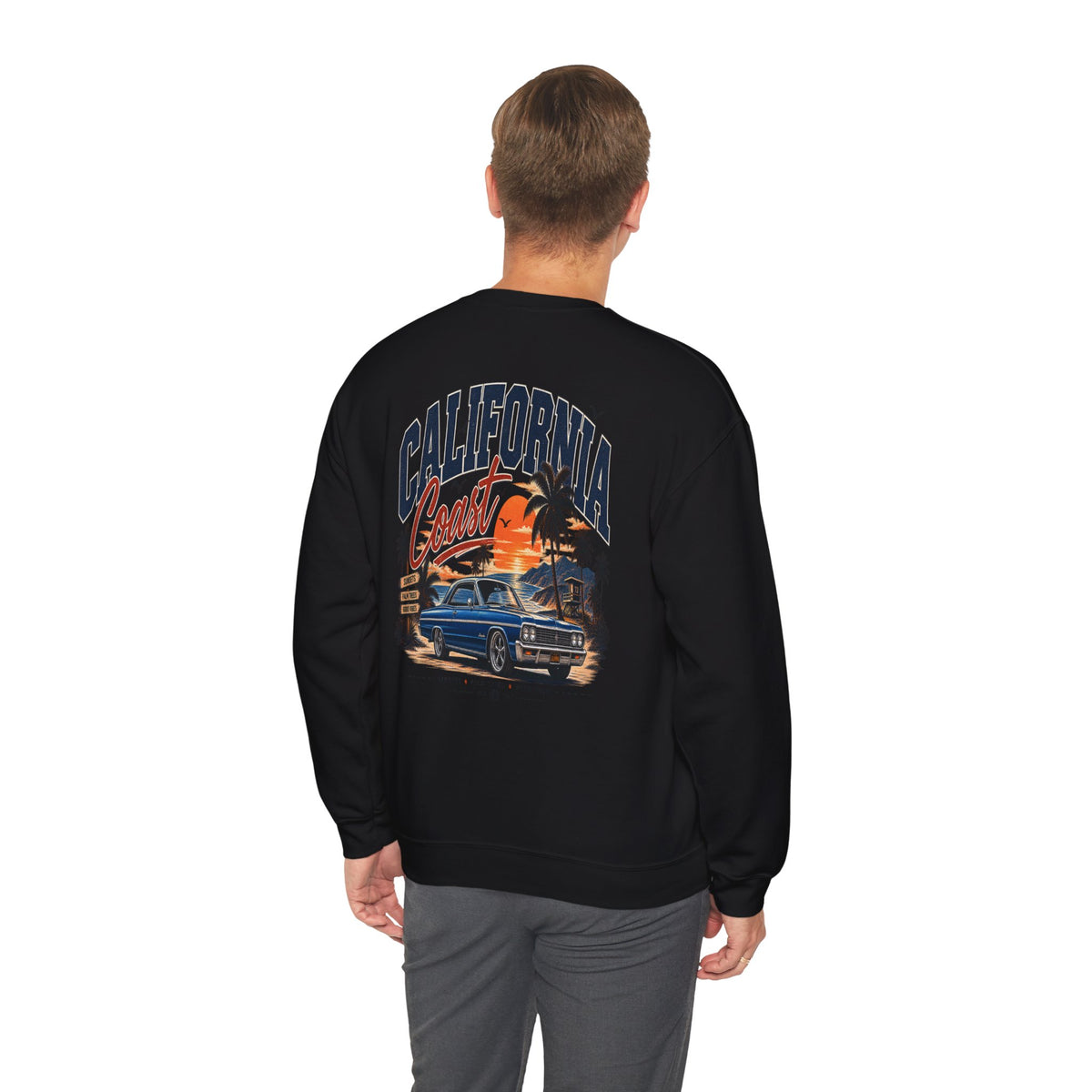 California Coast Crewneck Sweatshirt — Retro Palm Tree Graphic