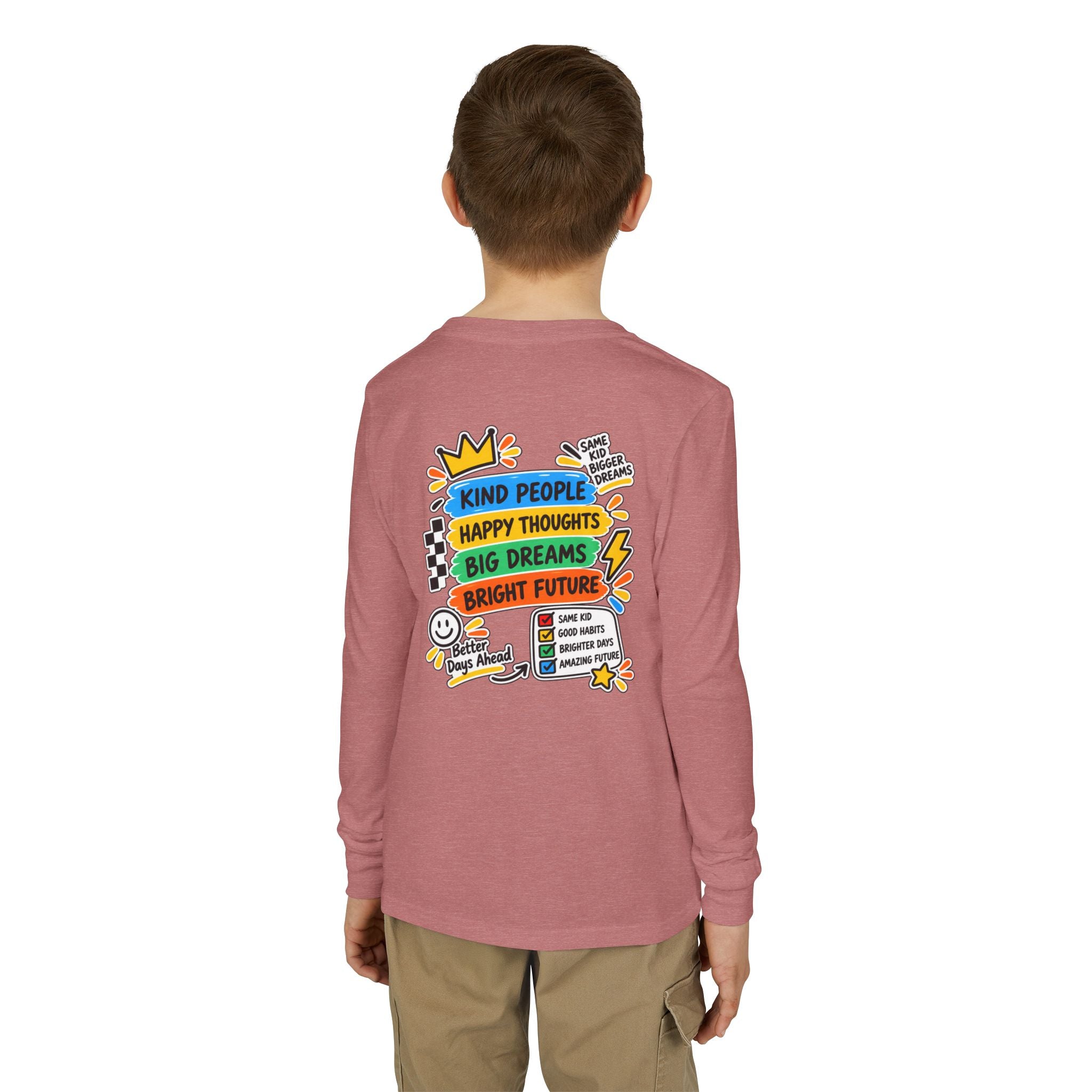 Good Vibes Always Youth Long Sleeve Tee — Positive Message Kids Shirt