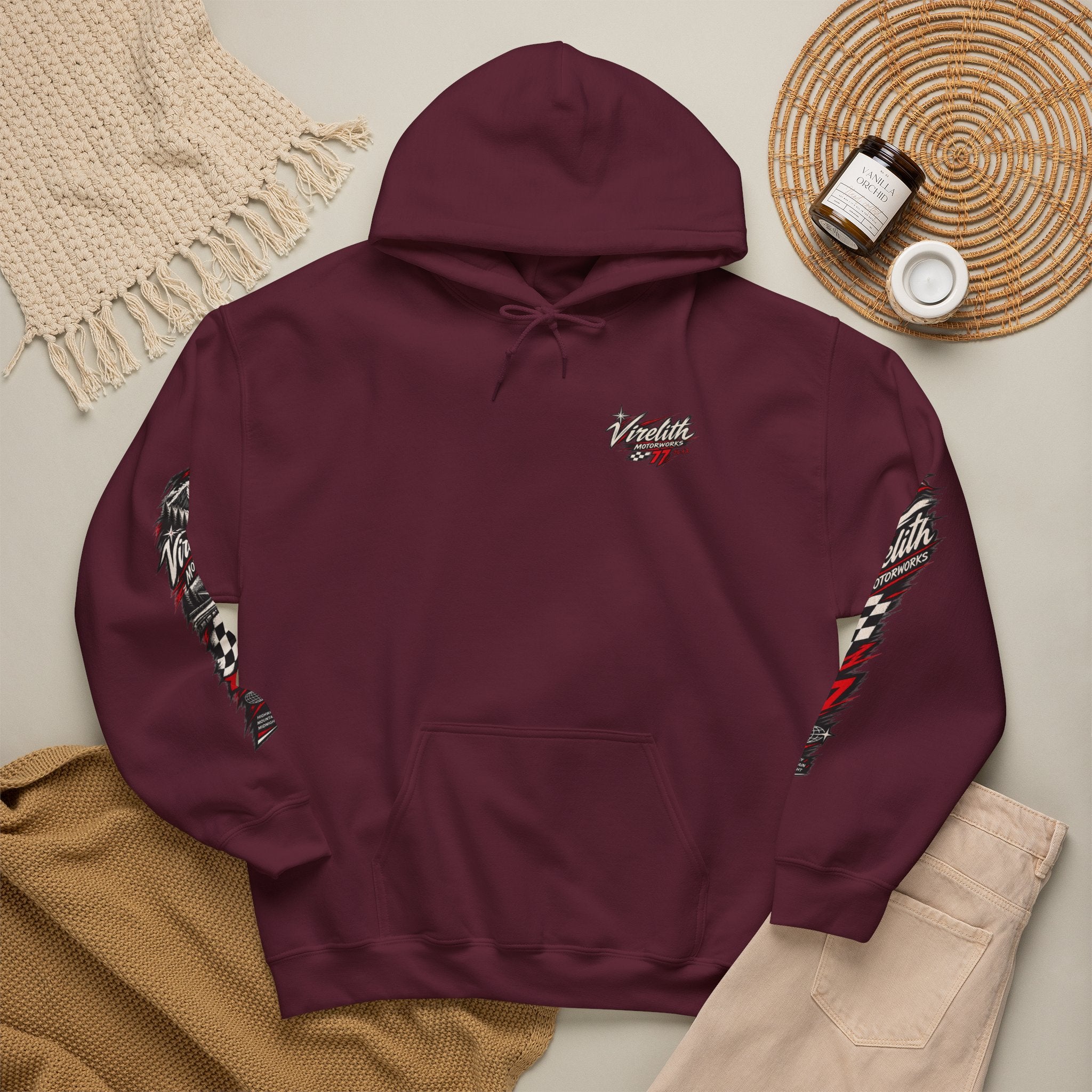 Virelith Motorsports Checkered Flag Hoodie | Racing Graphic Sweatshirt