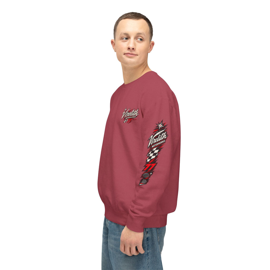 Motorworks Racing Crewneck Sweatshirt | Vintage Sleeve Graphic