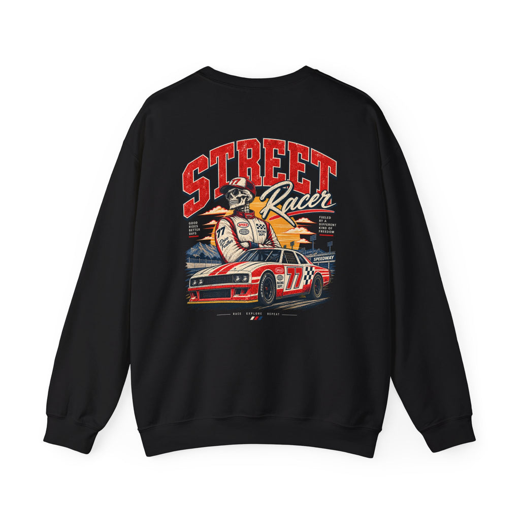 Street Racer Crewneck Sweatshirt — Vintage Car Racing Graphic