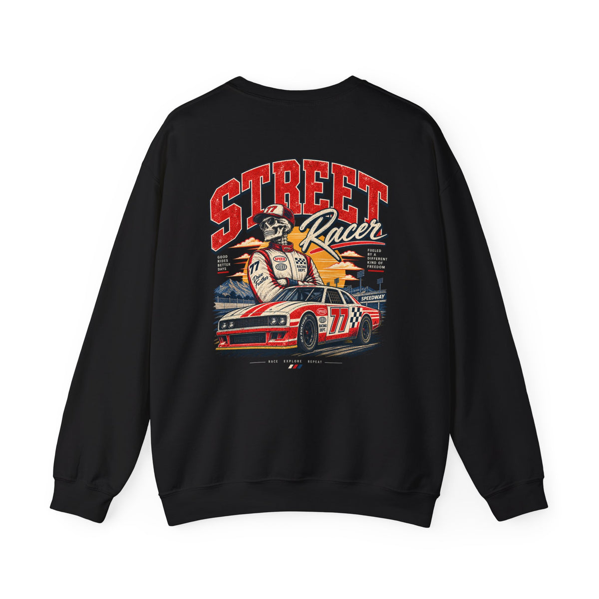 Street Racer Crewneck Sweatshirt — Vintage Car Racing Graphic