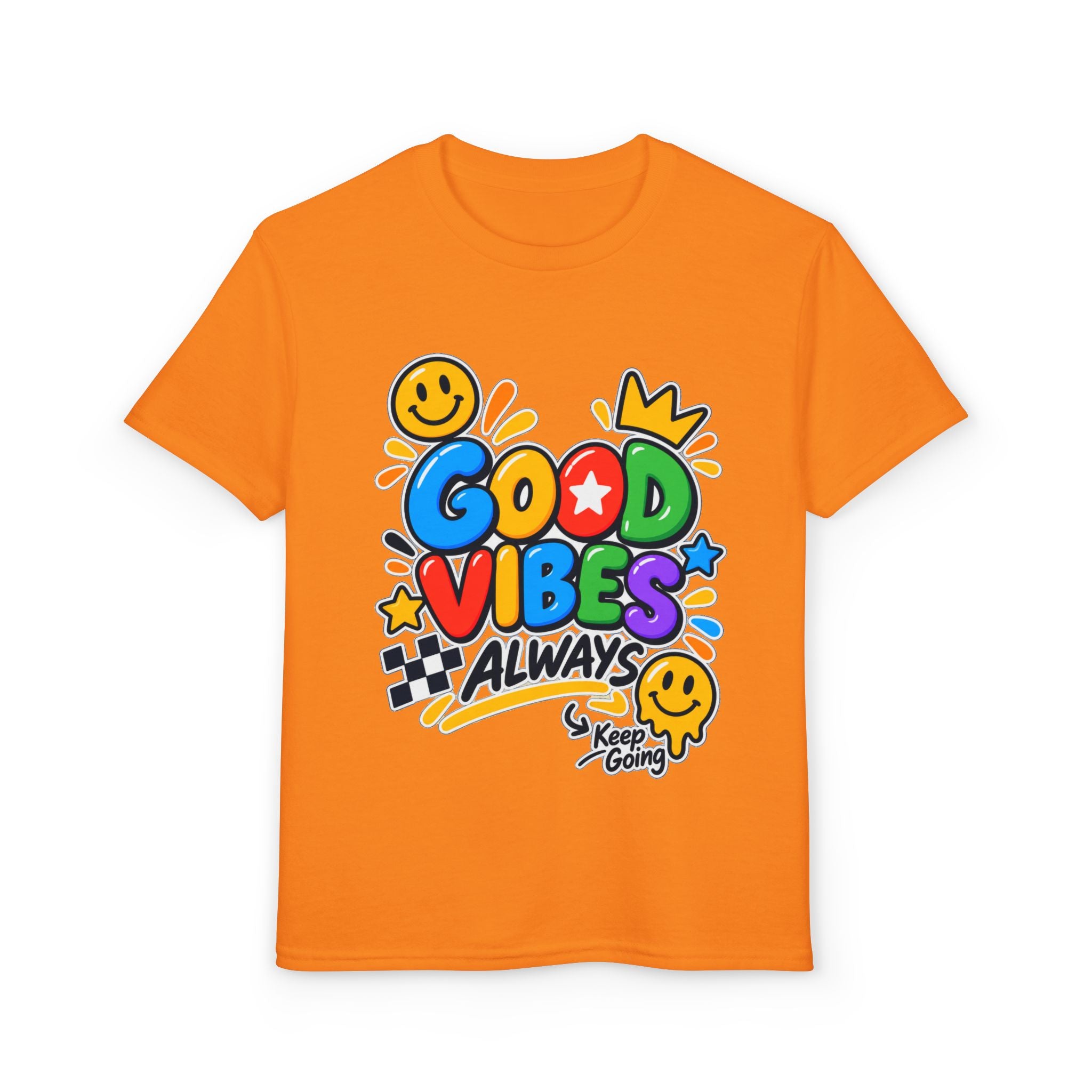 Youth T-Shirt — "Good Vibes Always" Colorful Positive Message Tee