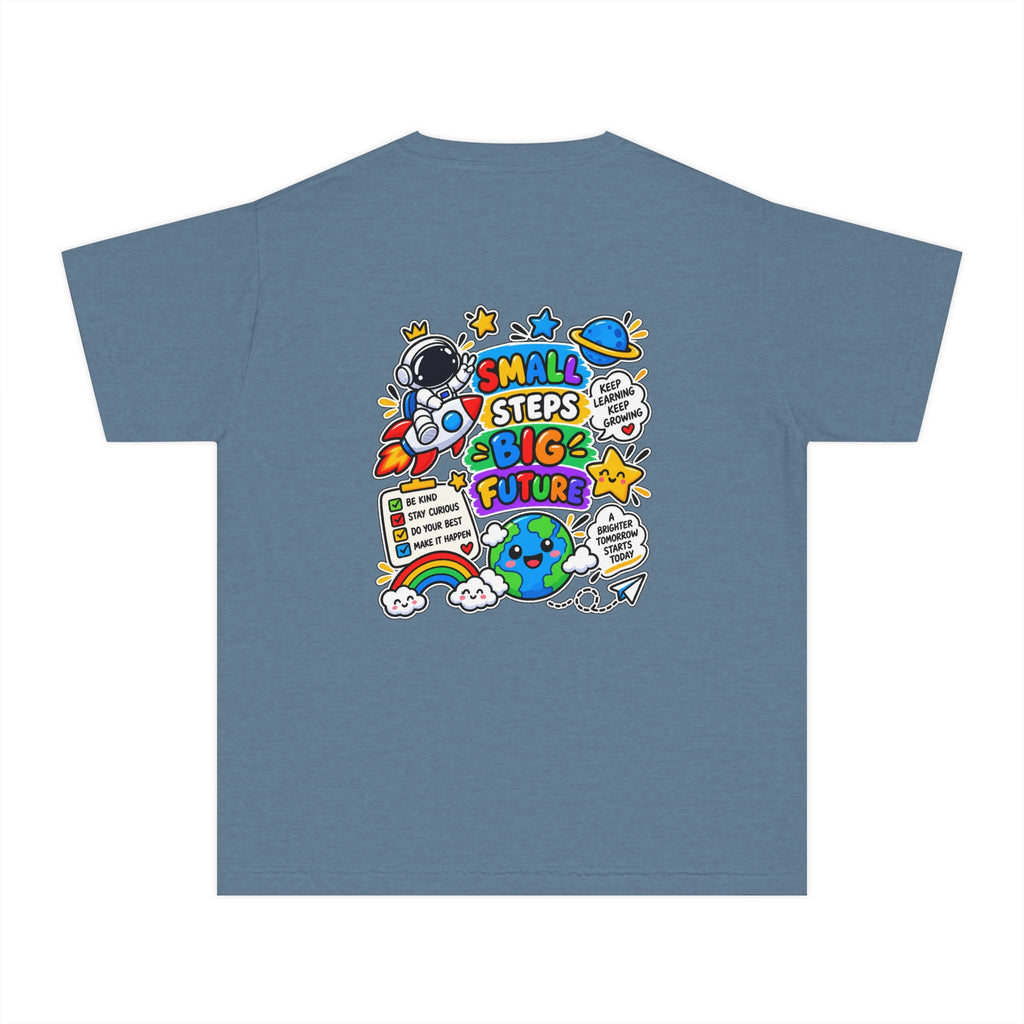 Youth Space Adventure Tee – “Dream Explore Discover / Small Steps Big Future”