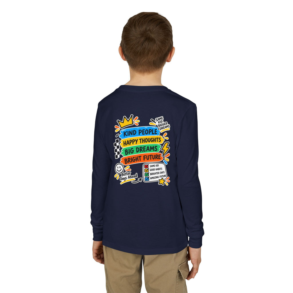 Good Vibes Always Youth Long Sleeve Tee — Positive Message Kids Shirt