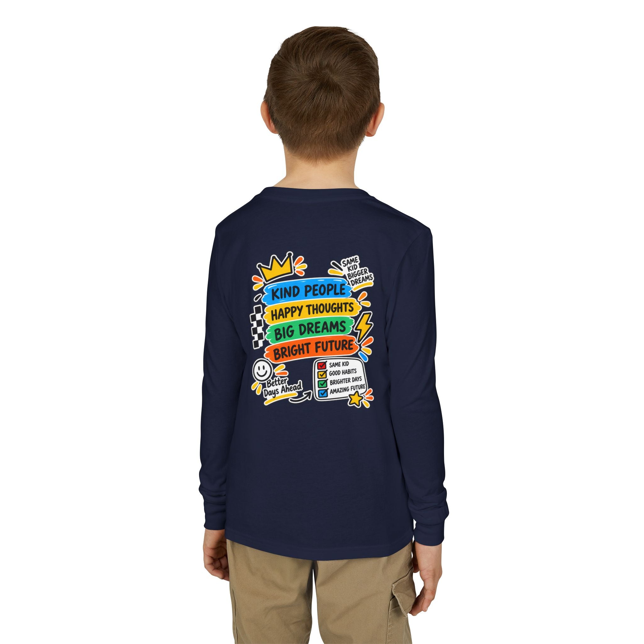 Good Vibes Always Youth Long Sleeve Tee — Positive Message Kids Shirt