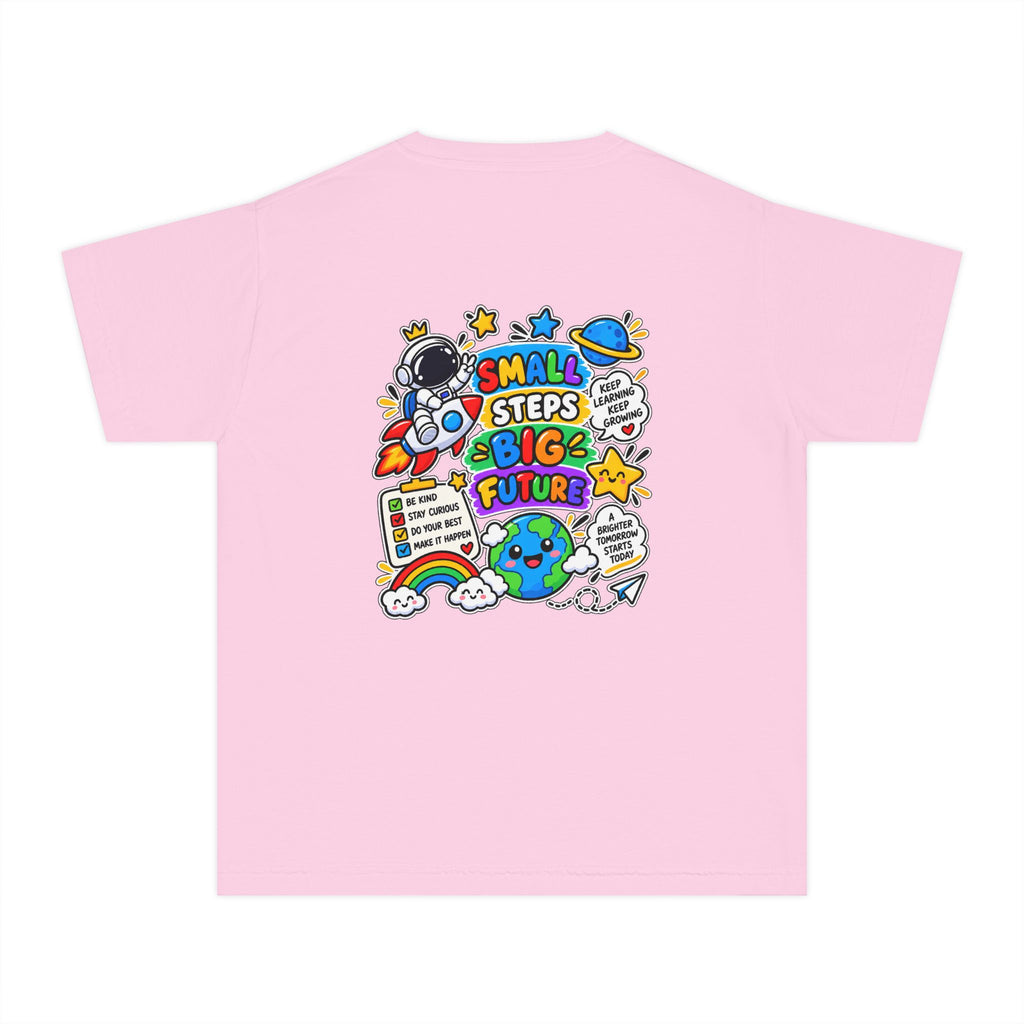 Youth Space Adventure Tee – “Dream Explore Discover / Small Steps Big Future”