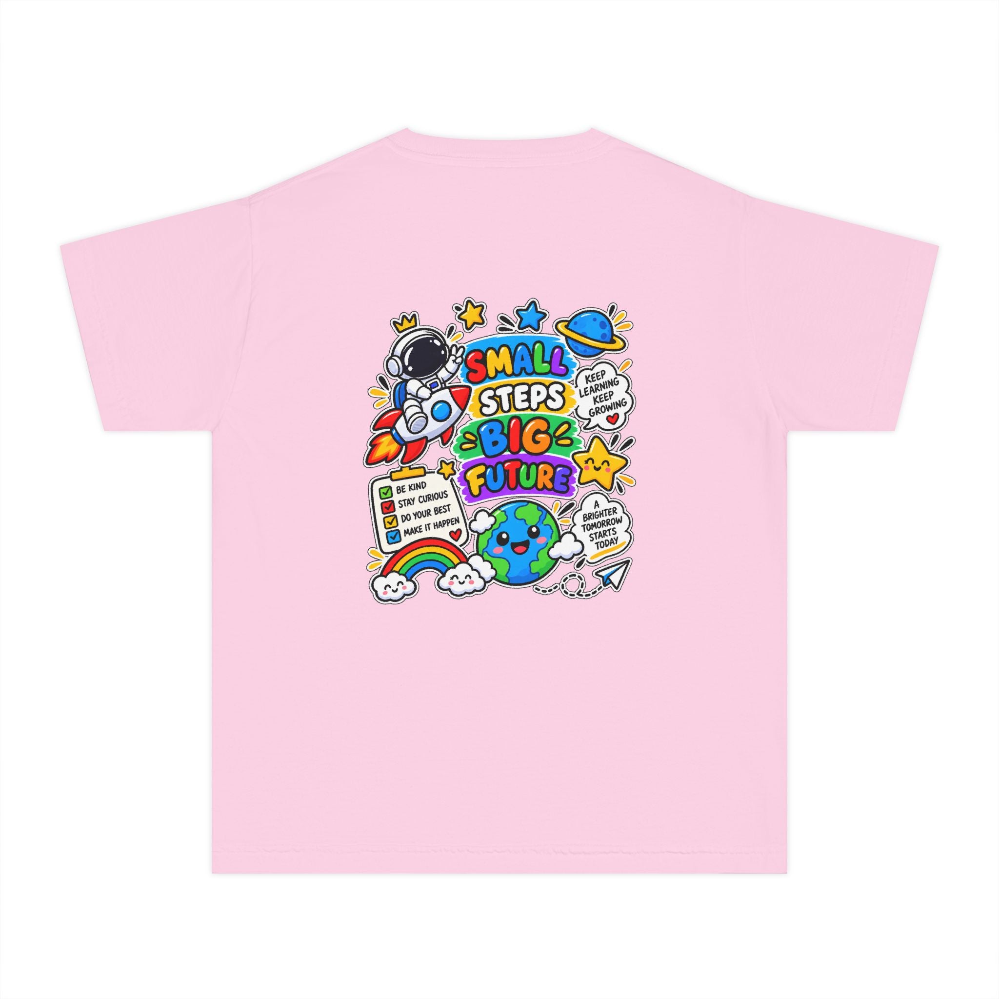 Youth Space Adventure Tee – “Dream Explore Discover / Small Steps Big Future”
