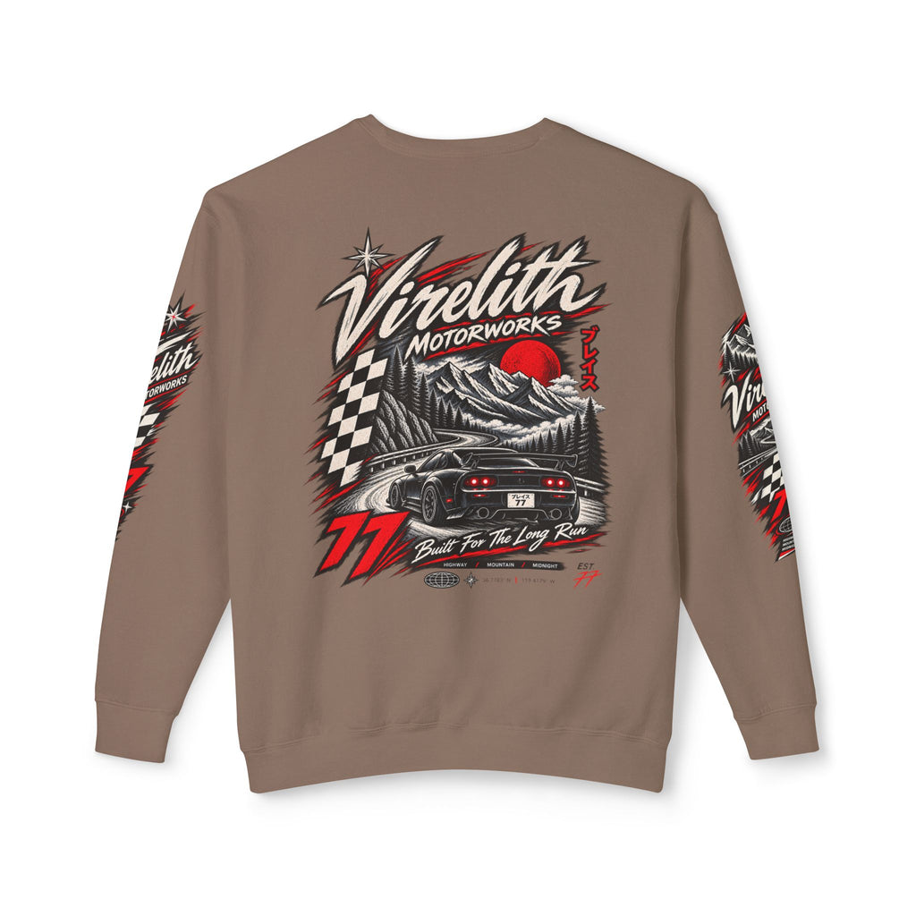 Motorworks Racing Crewneck Sweatshirt | Vintage Sleeve Graphic