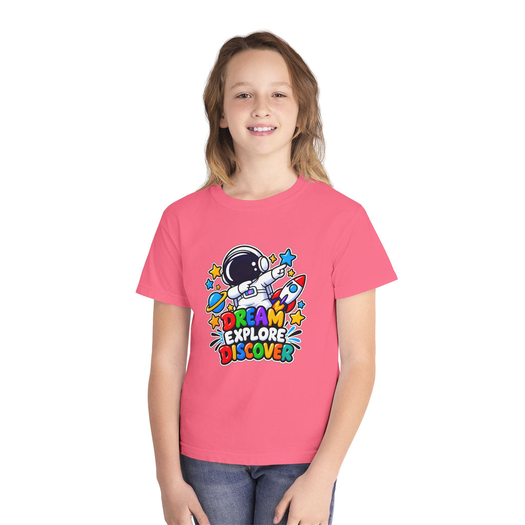 Youth Space Adventure Tee – “Dream Explore Discover / Small Steps Big Future”