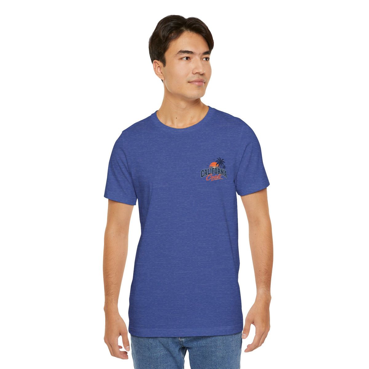 California Coast Pocket Tee — Retro Palm Surf Graphic
