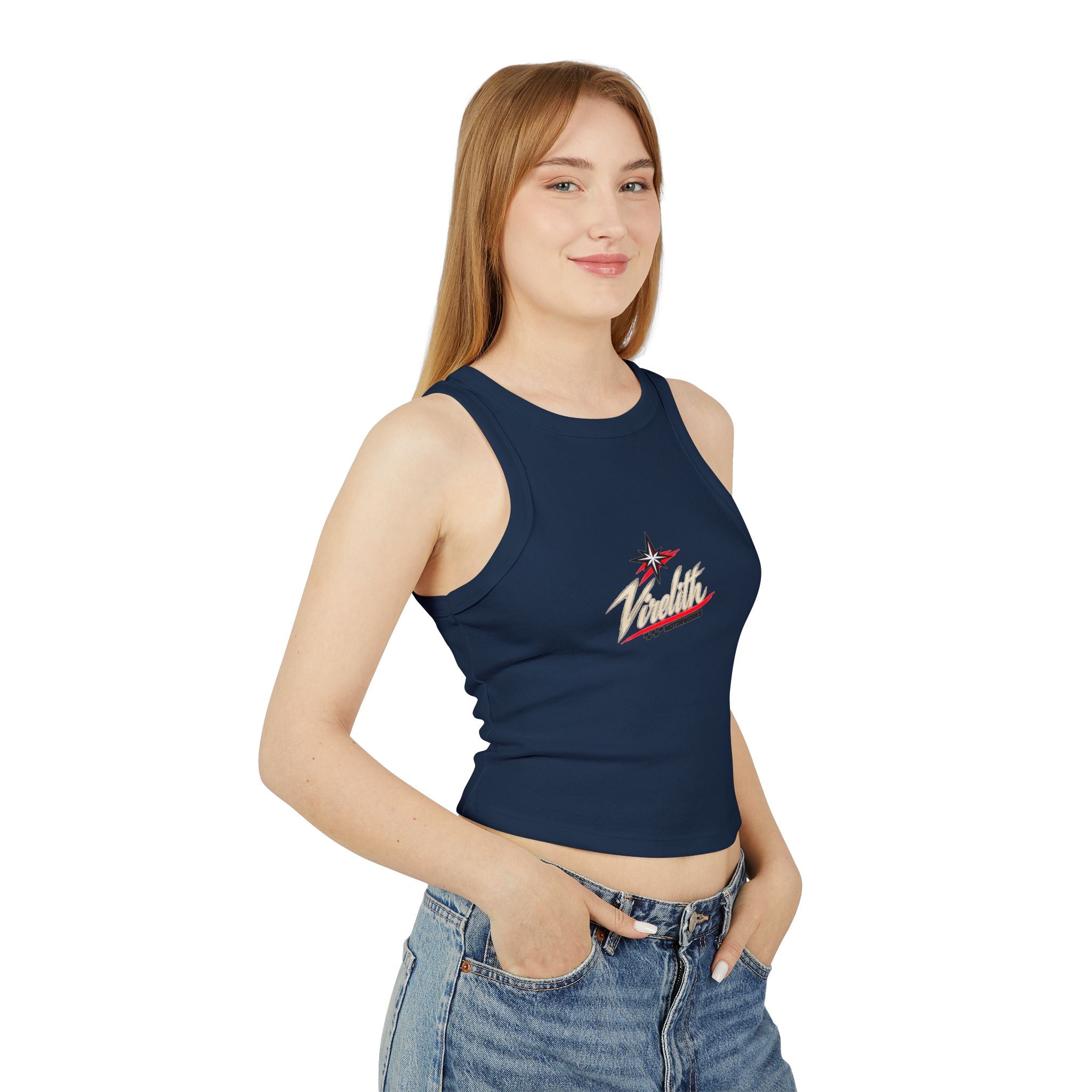 Racer Tank Top — Vintage Speed Virelith Graphic (Front Logo & Back Racing Car)
