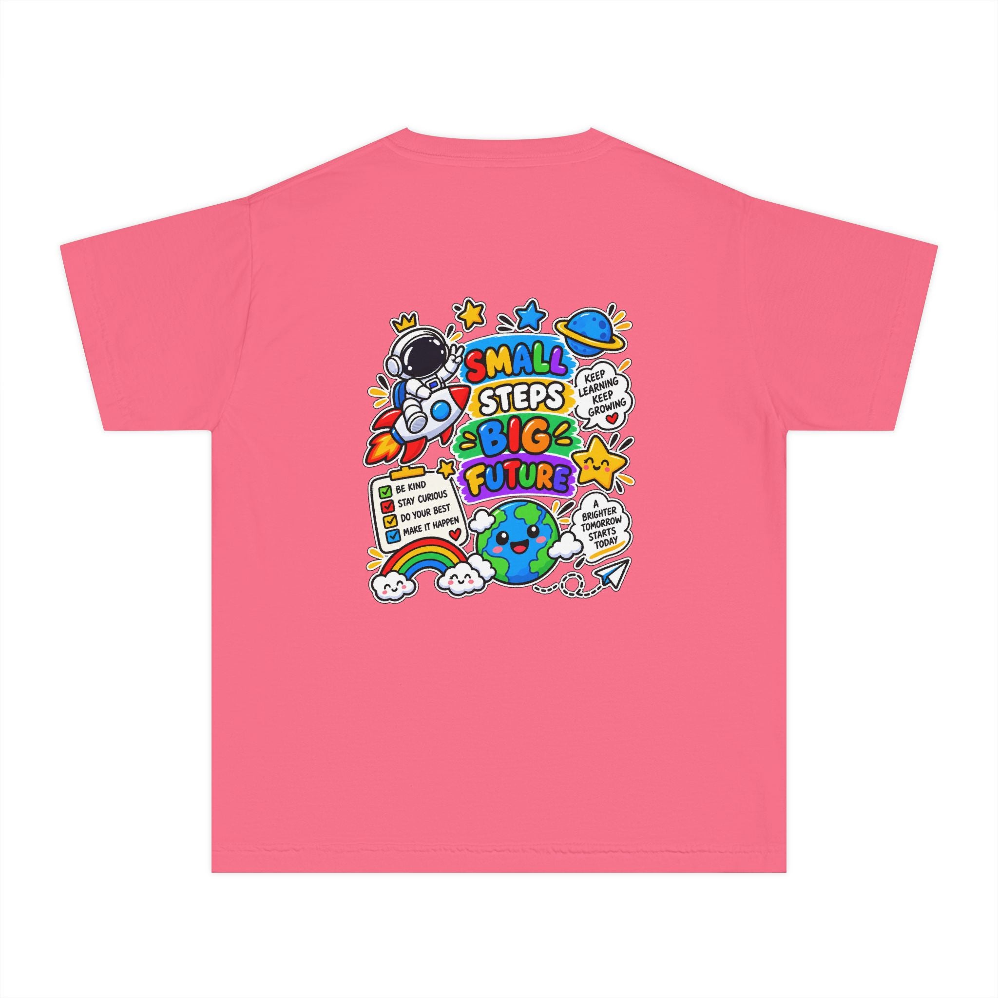 Youth Space Adventure Tee – “Dream Explore Discover / Small Steps Big Future”