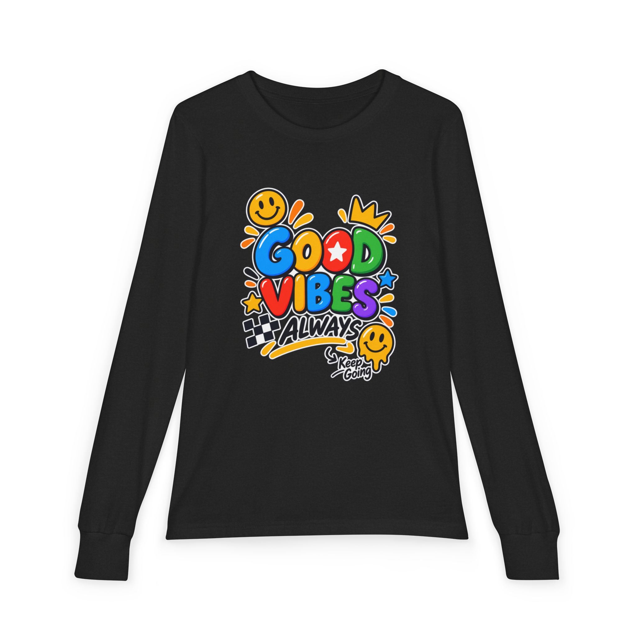 Good Vibes Always Youth Long Sleeve Tee — Positive Message Kids Shirt