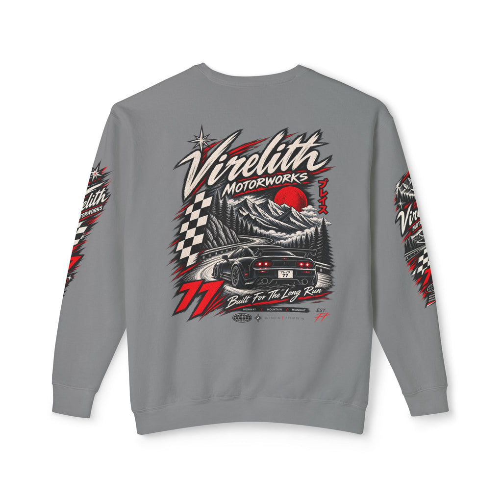 Motorworks Racing Crewneck Sweatshirt | Vintage Sleeve Graphic