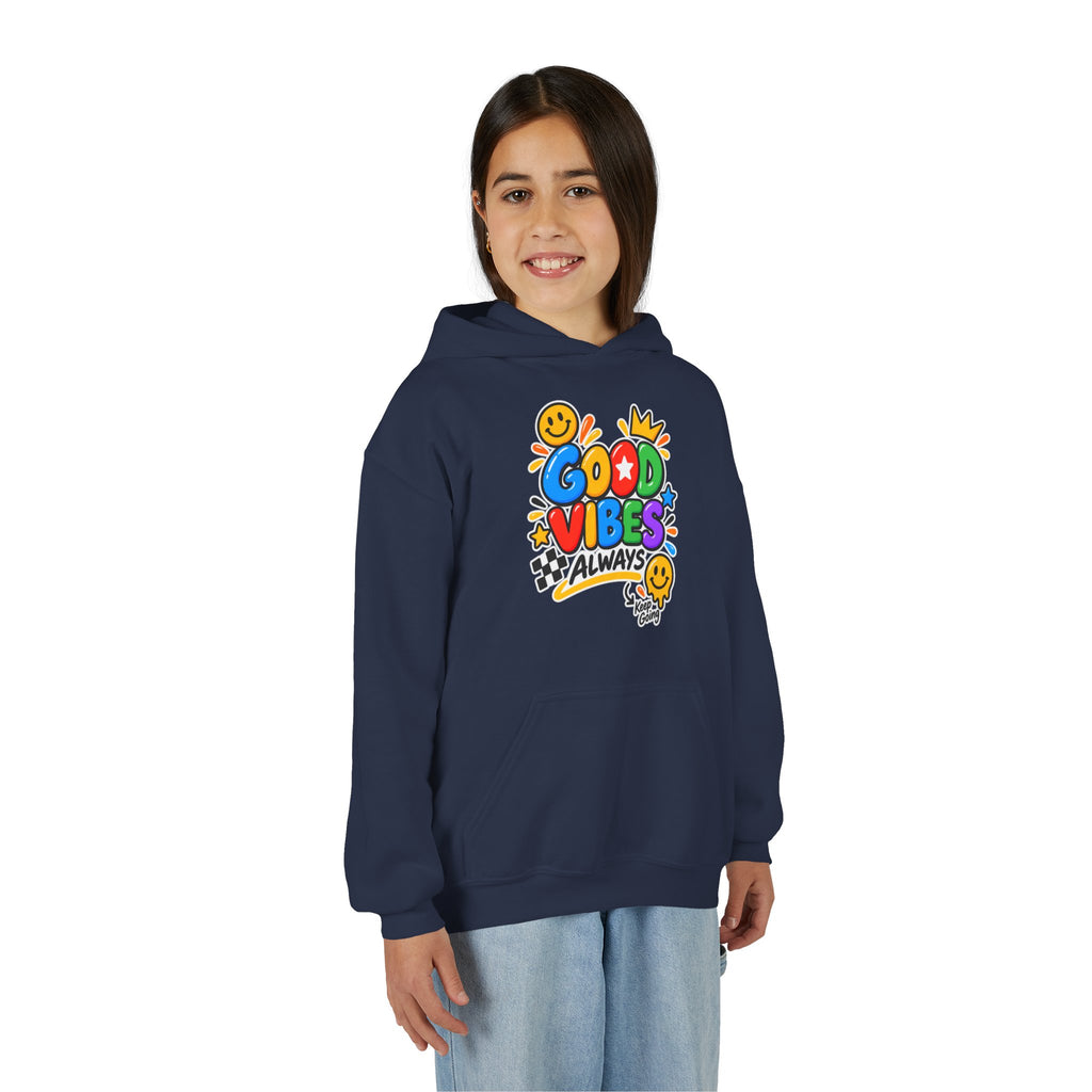Youth Hoodie - "Good Vibes Always" Colorful Positive Graphic