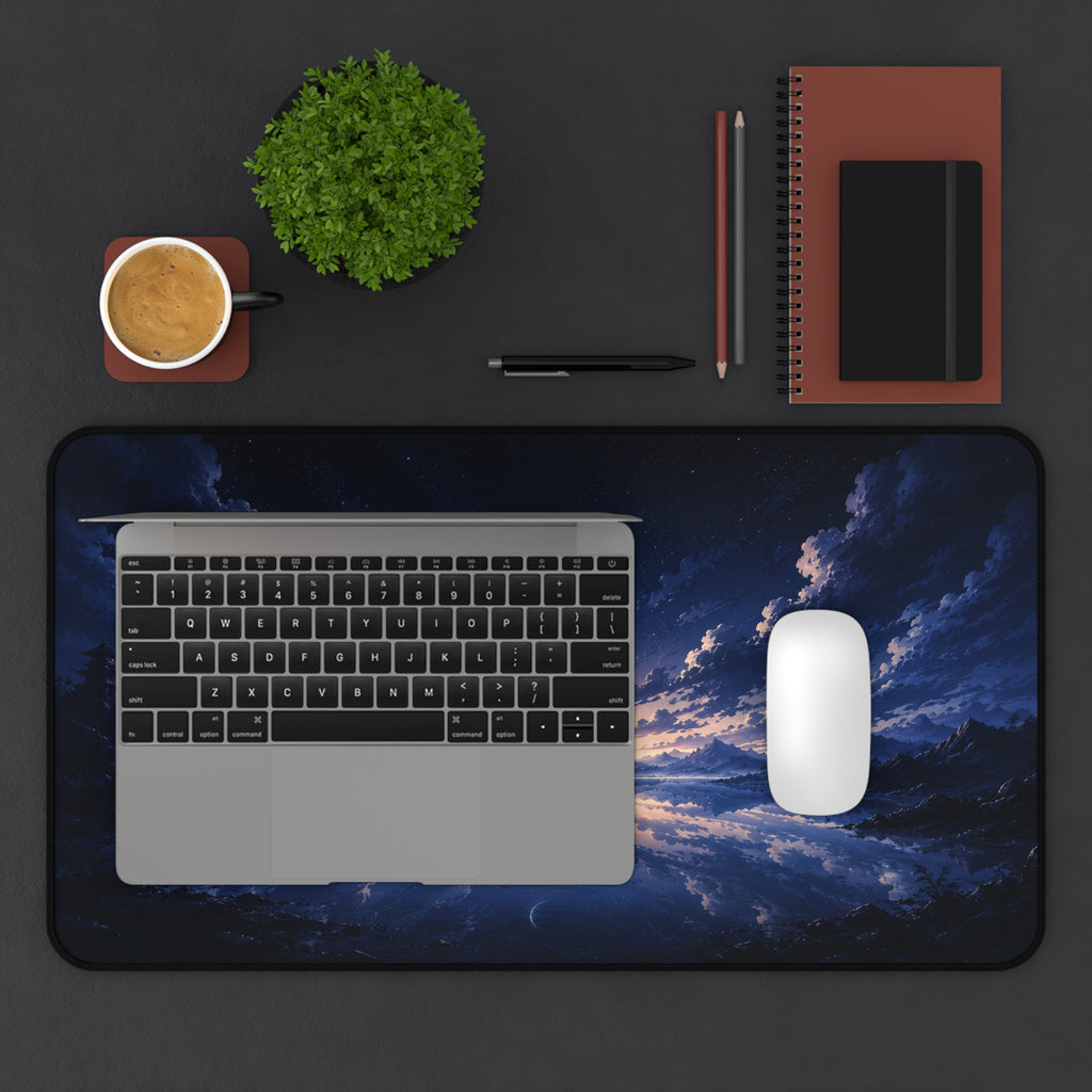 Mystic Moonlit Horizon Desk Mat — Night Sky Gaming & Office Mouse Pad