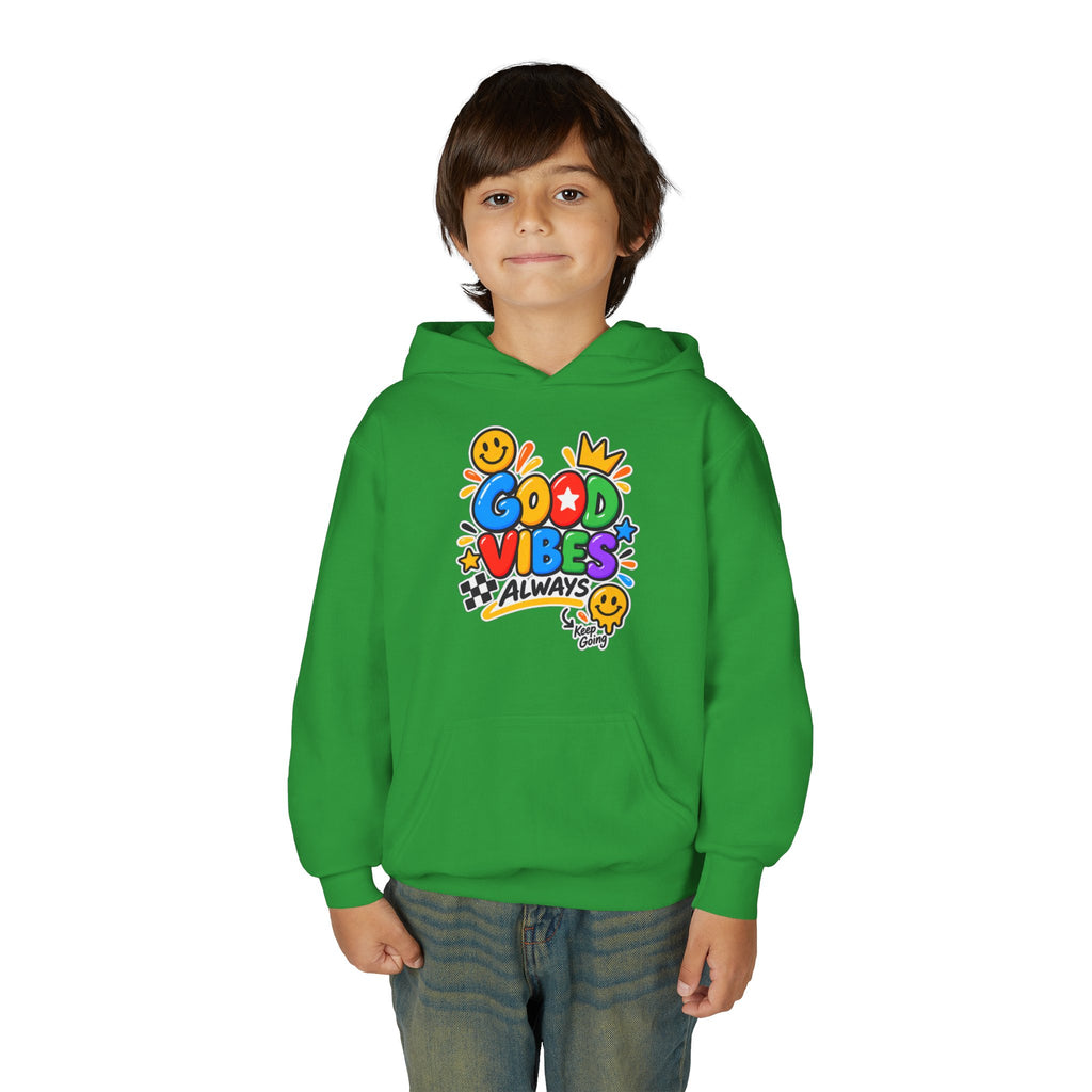 Youth Hoodie - "Good Vibes Always" Colorful Positive Graphic