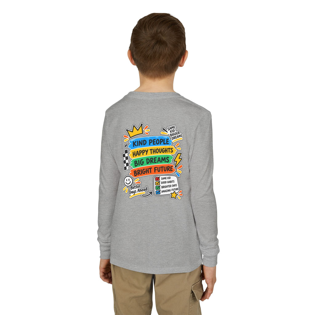 Good Vibes Always Youth Long Sleeve Tee — Positive Message Kids Shirt