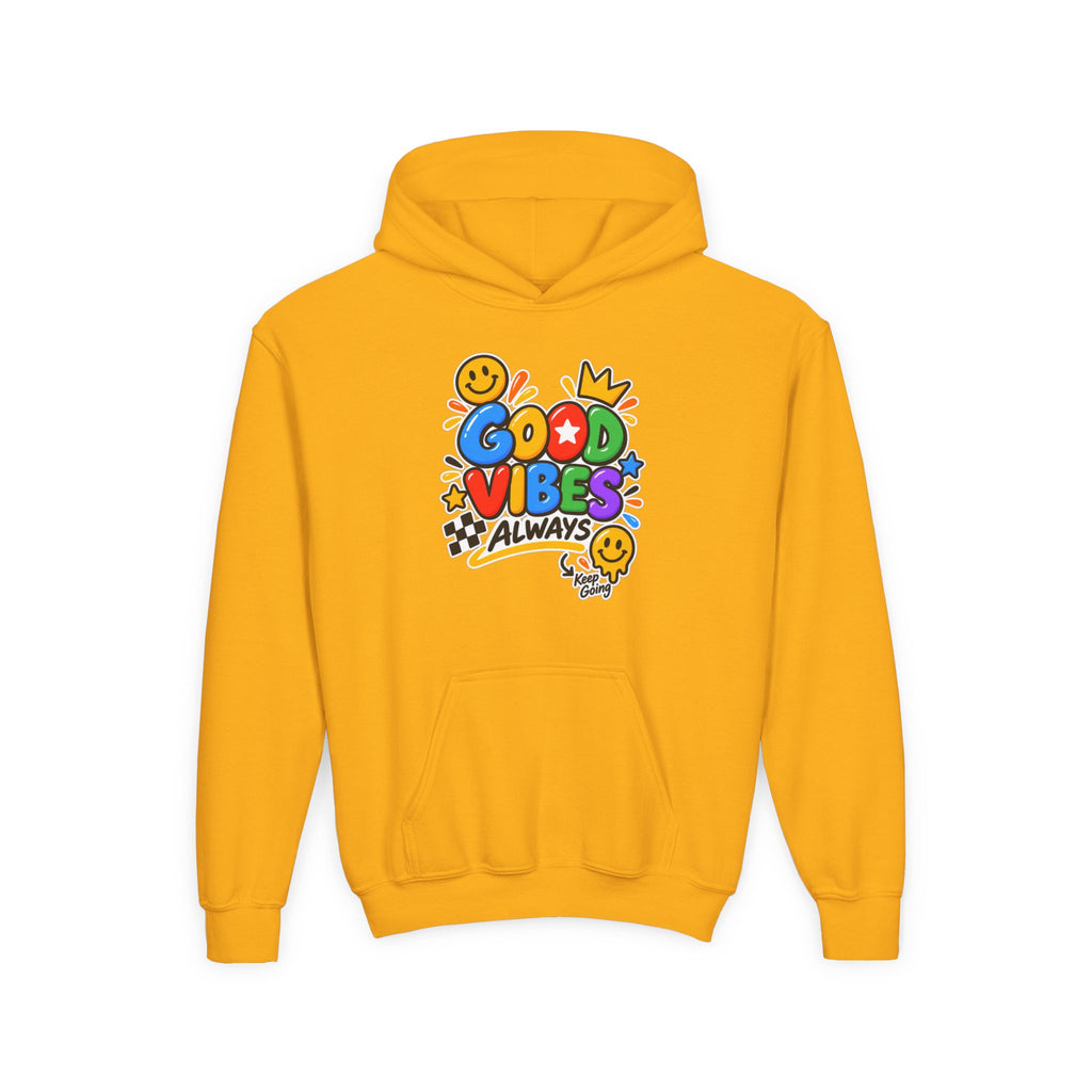 Youth Hoodie - "Good Vibes Always" Colorful Positive Graphic