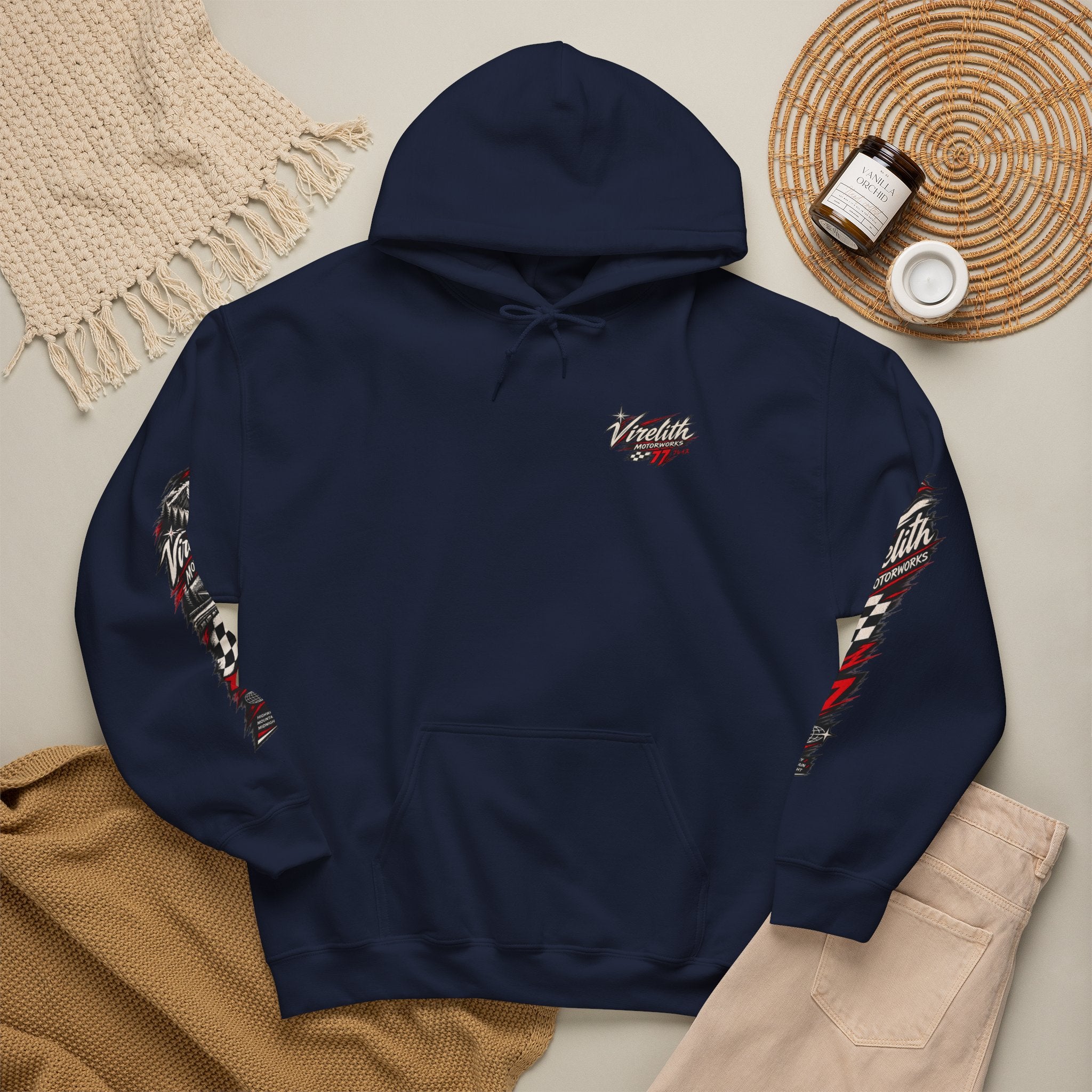 Virelith Motorsports Checkered Flag Hoodie | Racing Graphic Sweatshirt