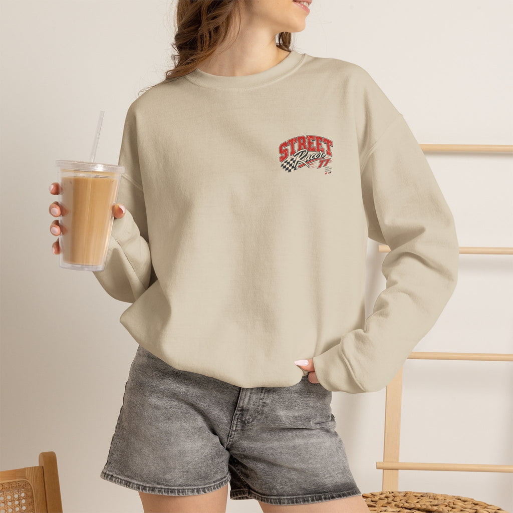 Street Racer Crewneck Sweatshirt — Vintage Car Racing Graphic