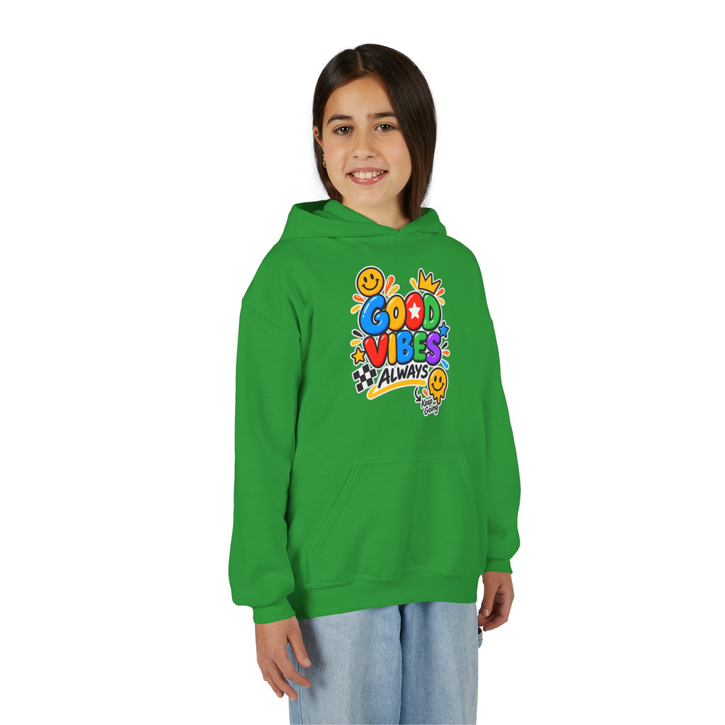 Youth Hoodie - "Good Vibes Always" Colorful Positive Graphic