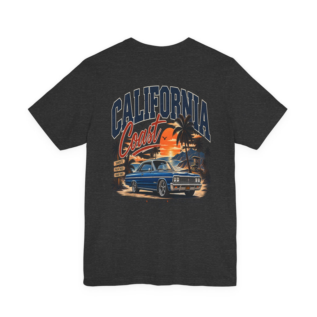 California Coast Pocket Tee — Retro Palm Surf Graphic