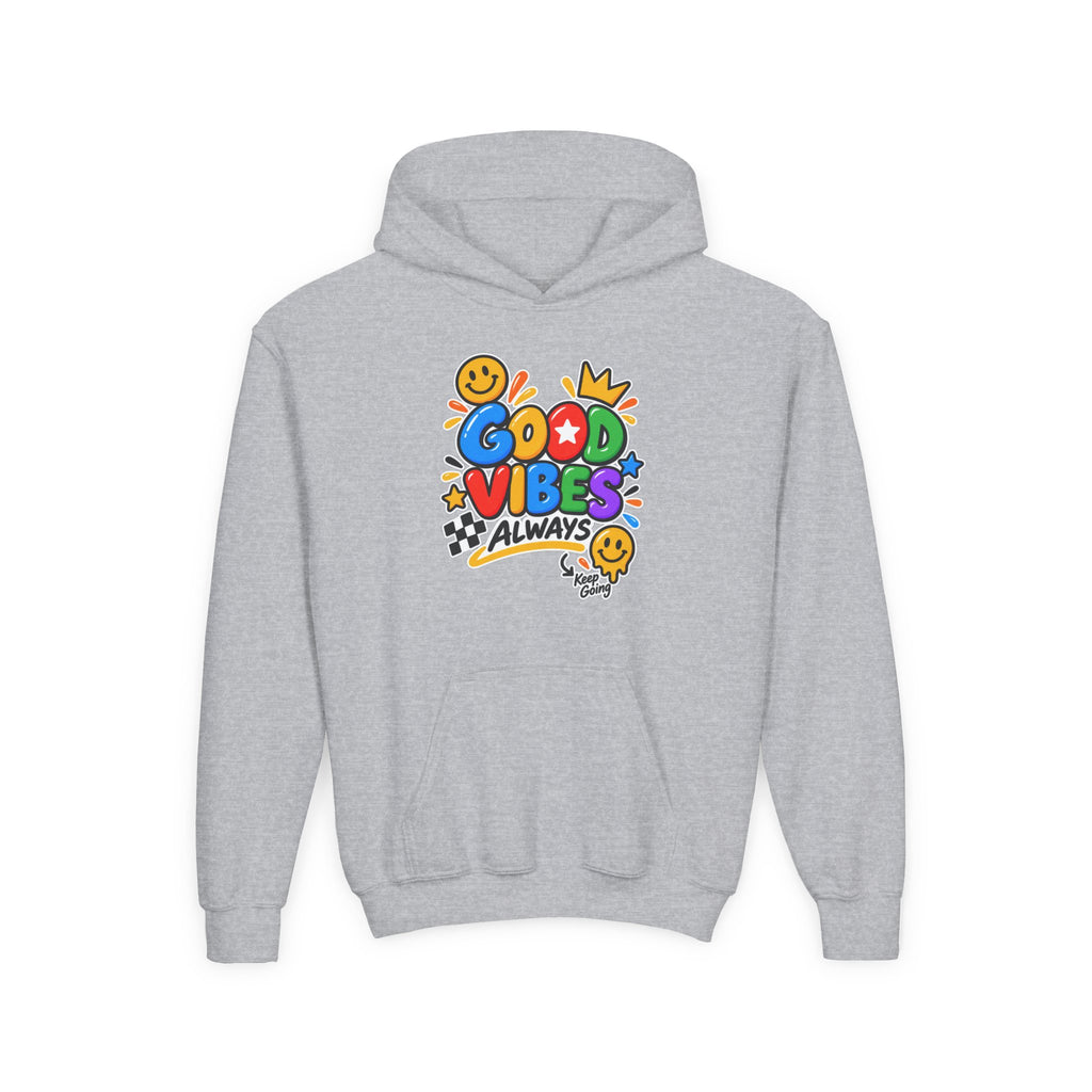 Youth Hoodie - "Good Vibes Always" Colorful Positive Graphic