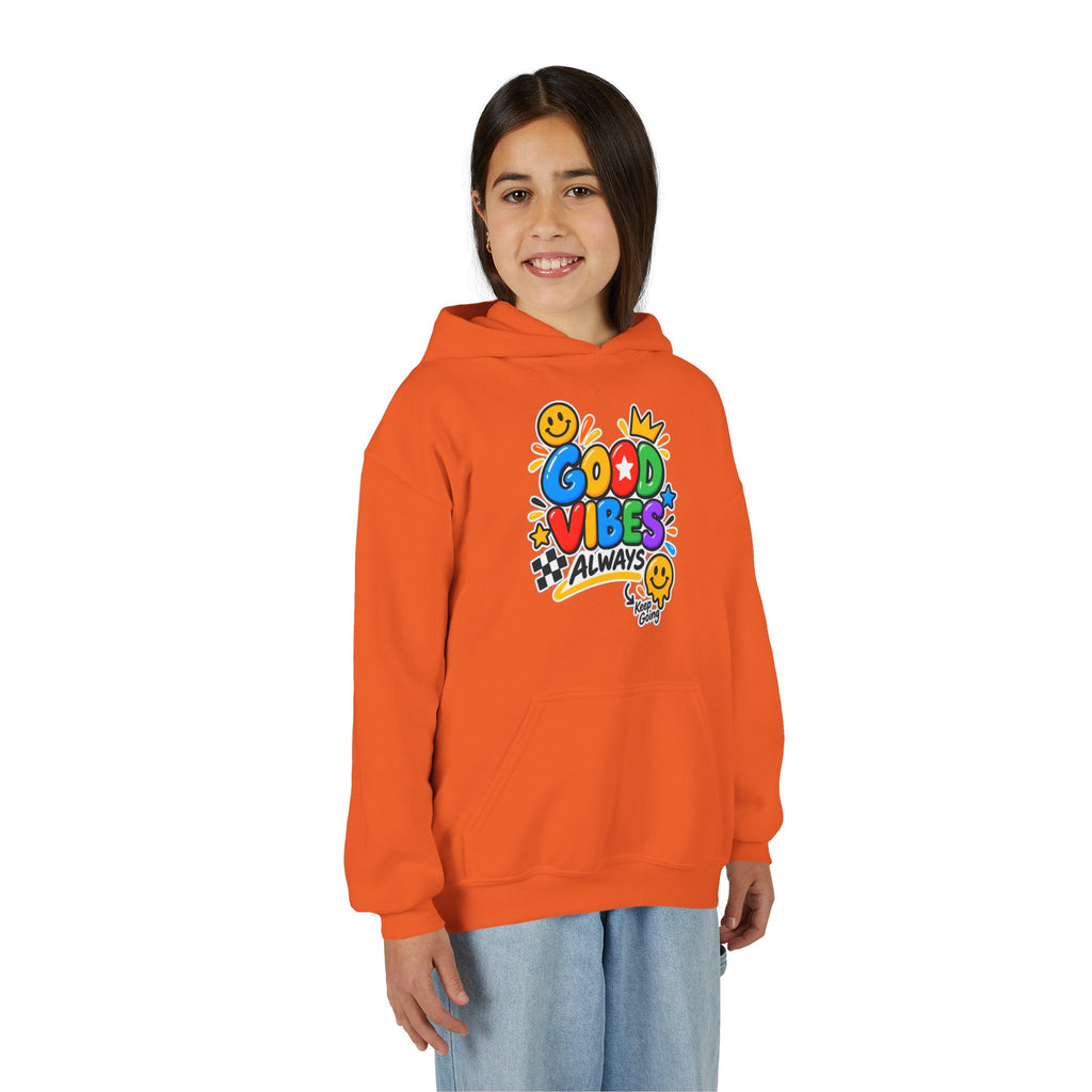 Youth Hoodie - "Good Vibes Always" Colorful Positive Graphic
