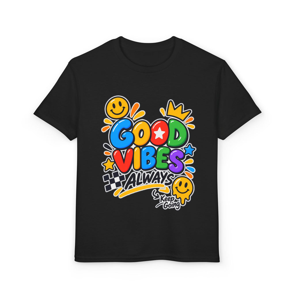 Youth T-Shirt — "Good Vibes Always" Colorful Positive Message Tee
