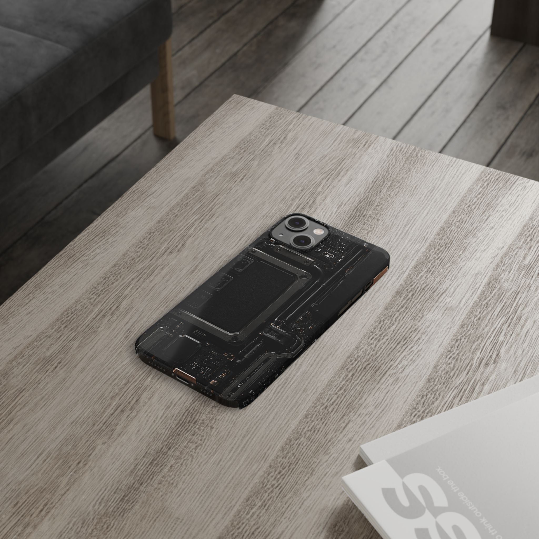 Slim Phone Case — Black Circuit Tech Design
