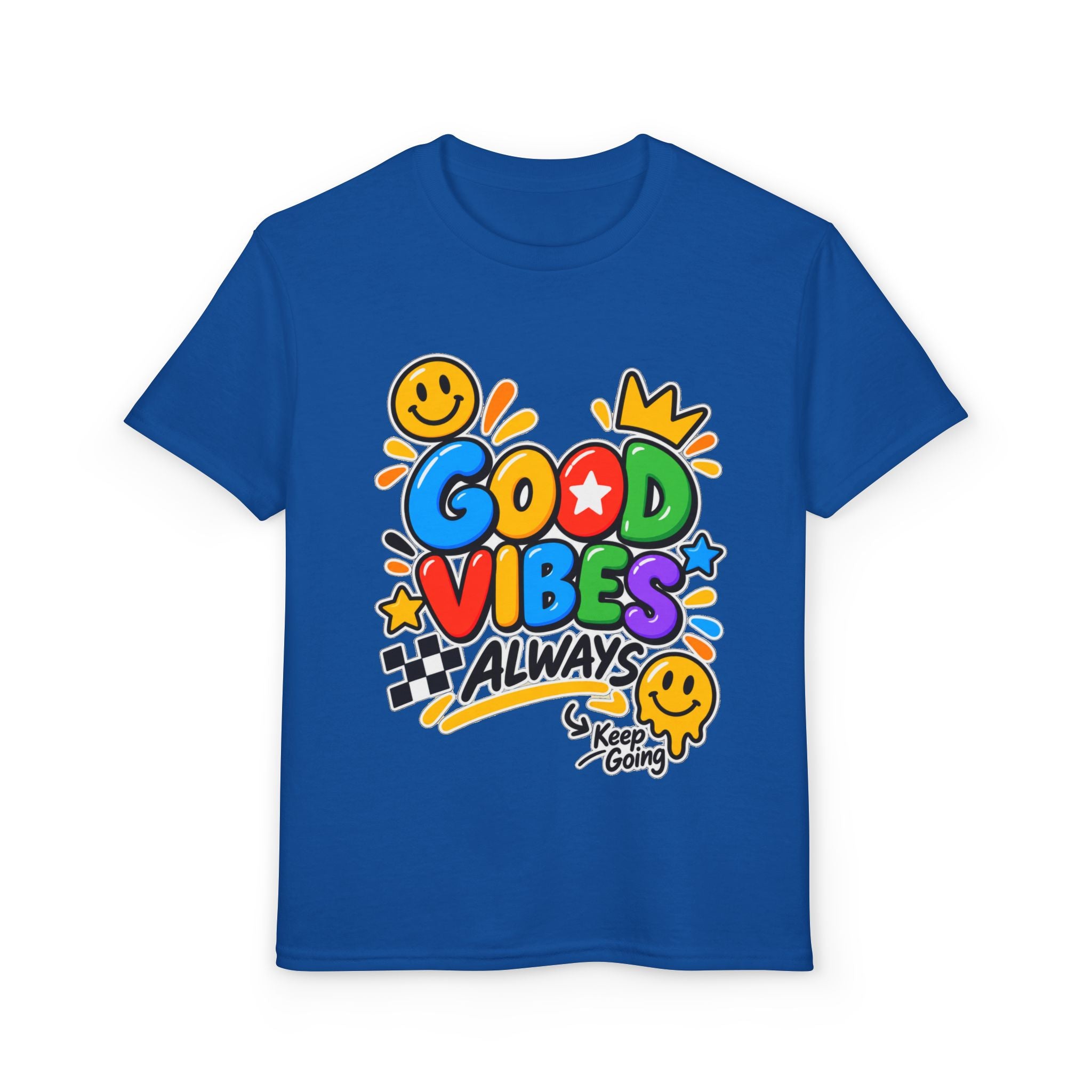 Youth T-Shirt — "Good Vibes Always" Colorful Positive Message Tee