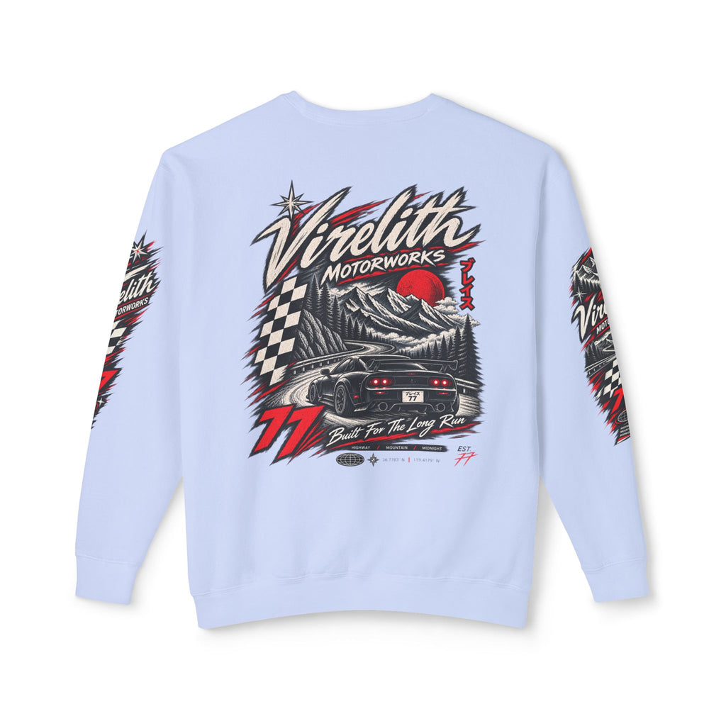 Motorworks Racing Crewneck Sweatshirt | Vintage Sleeve Graphic