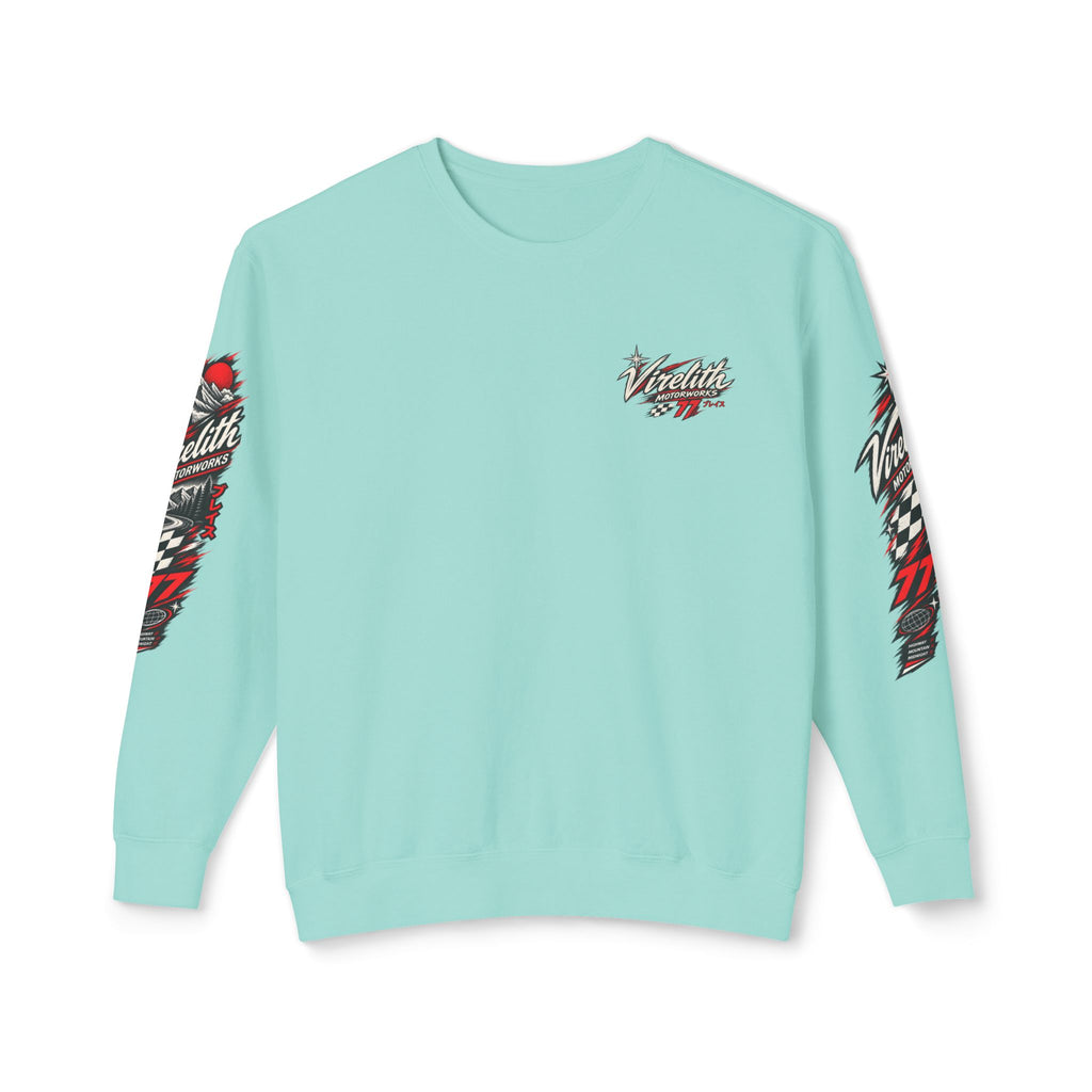 Motorworks Racing Crewneck Sweatshirt | Vintage Sleeve Graphic
