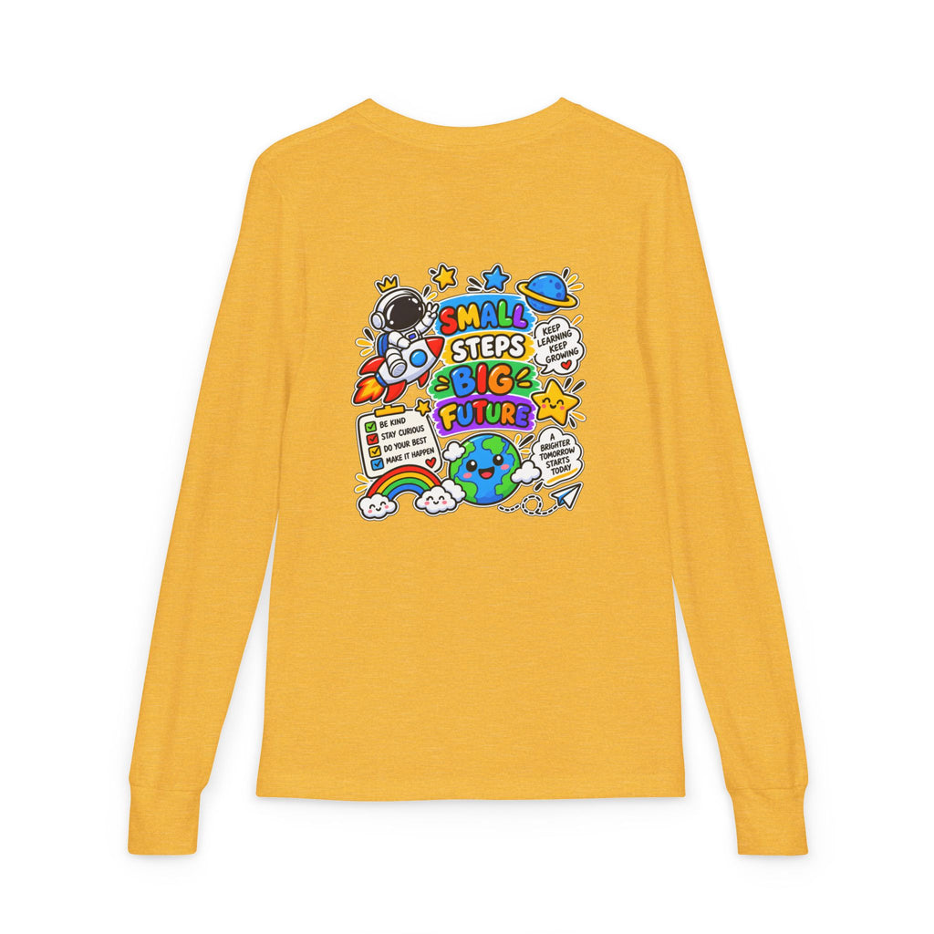 Youth Long Sleeve Tee — 'Dream Explore Discover' Colorful Space Kids Shirt