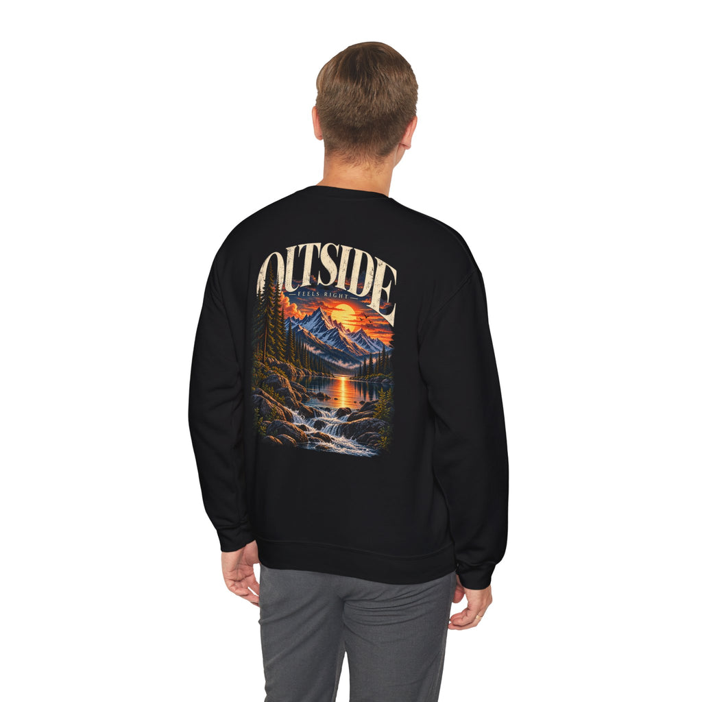 Outside Scenic Crewneck — Mountain Sunset Nature Graphic