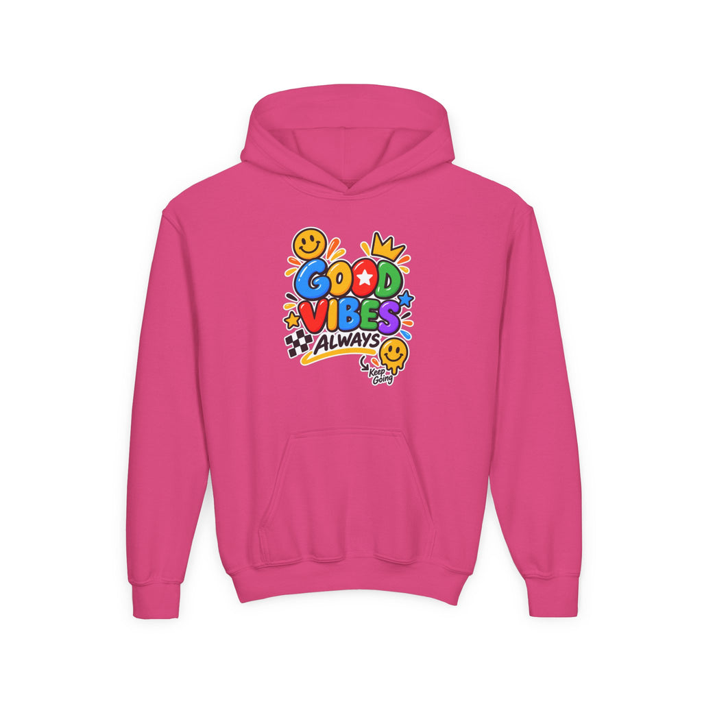 Youth Hoodie - "Good Vibes Always" Colorful Positive Graphic