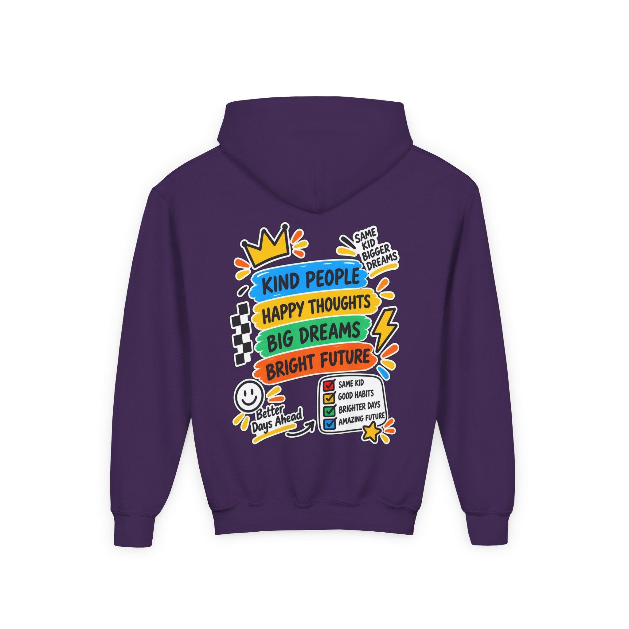 Youth Hoodie - "Good Vibes Always" Colorful Positive Graphic