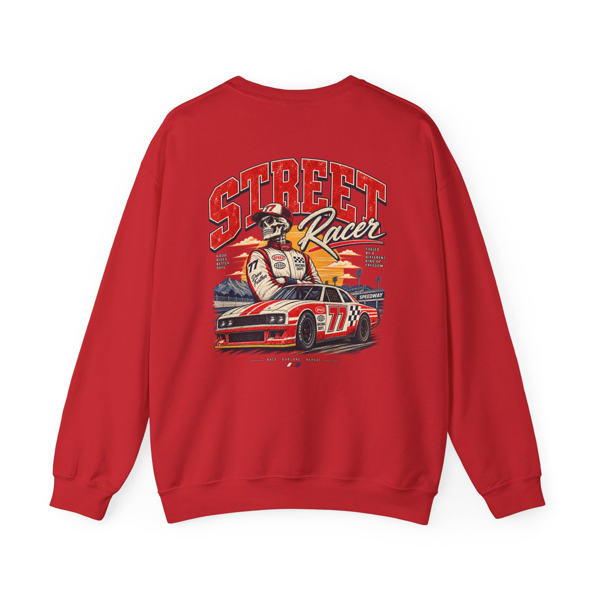 Street Racer Crewneck Sweatshirt — Vintage Car Racing Graphic