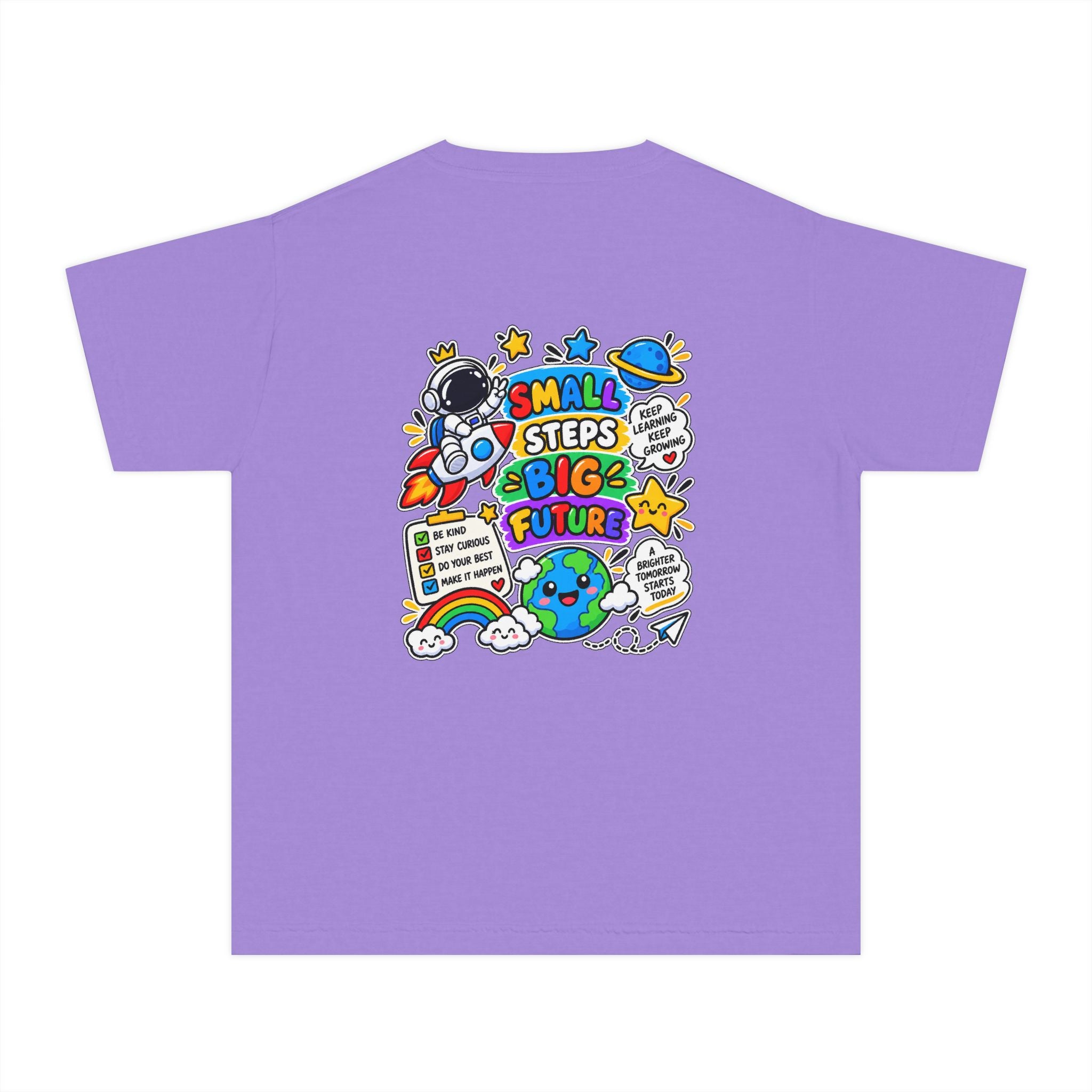 Youth Space Adventure Tee – “Dream Explore Discover / Small Steps Big Future”